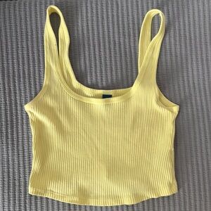 Old Navy Yellow Ribbed Crop Tank Top